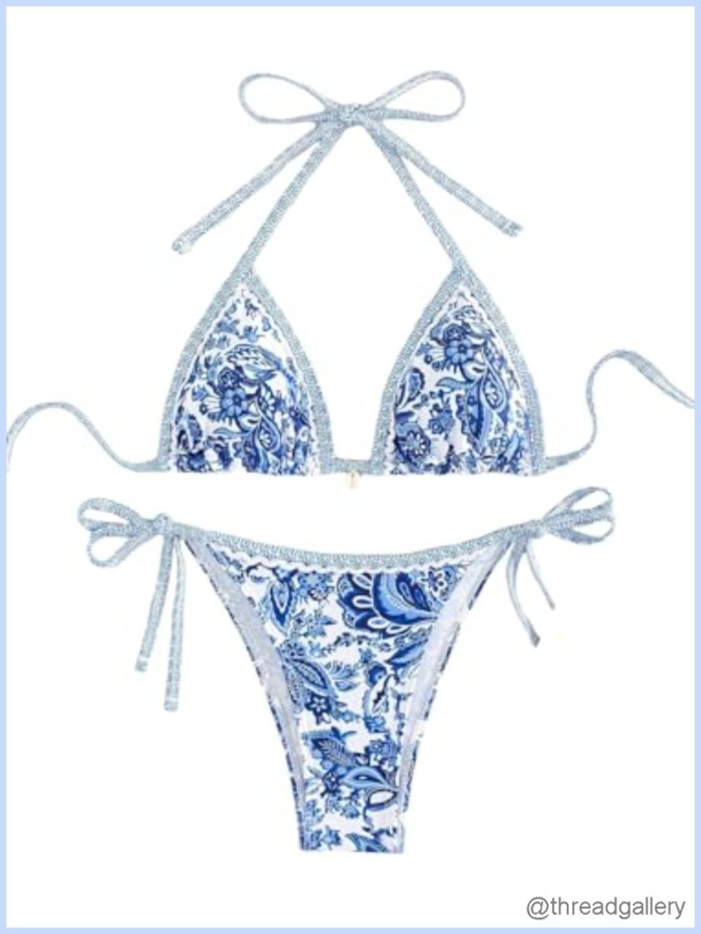 Floral Halter Bikini Set Paisley Tie Back Swimwear Summer